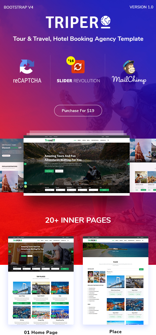 Triper: Creative Tour & Travel, Hotel Booking Agency HTML Template - 3